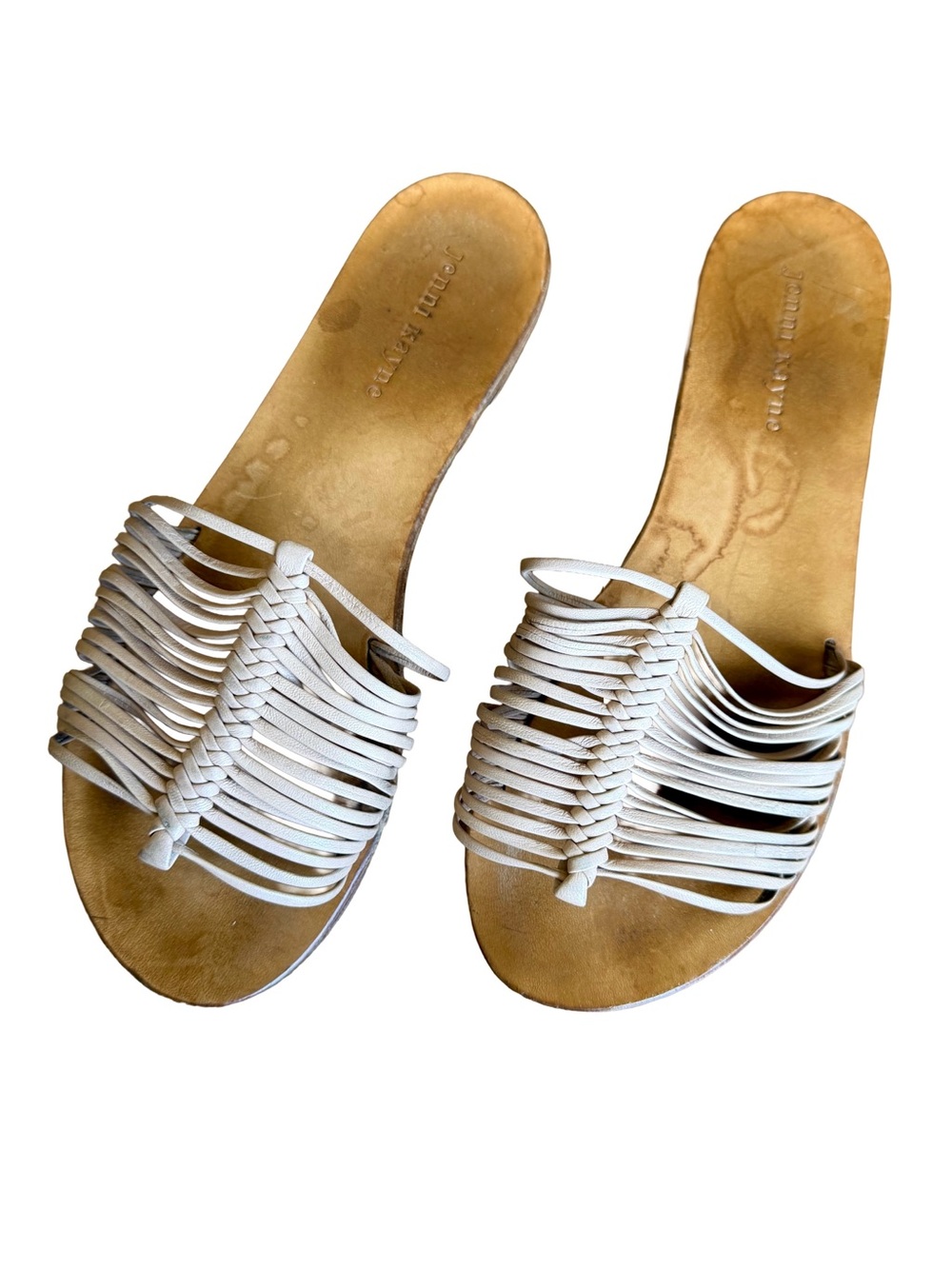 Jenni Kayne Braided Leather Slide Sandals Bone EU 39.5